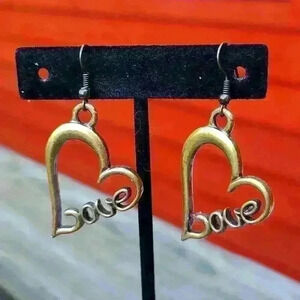 Gold hearts metal love earrings